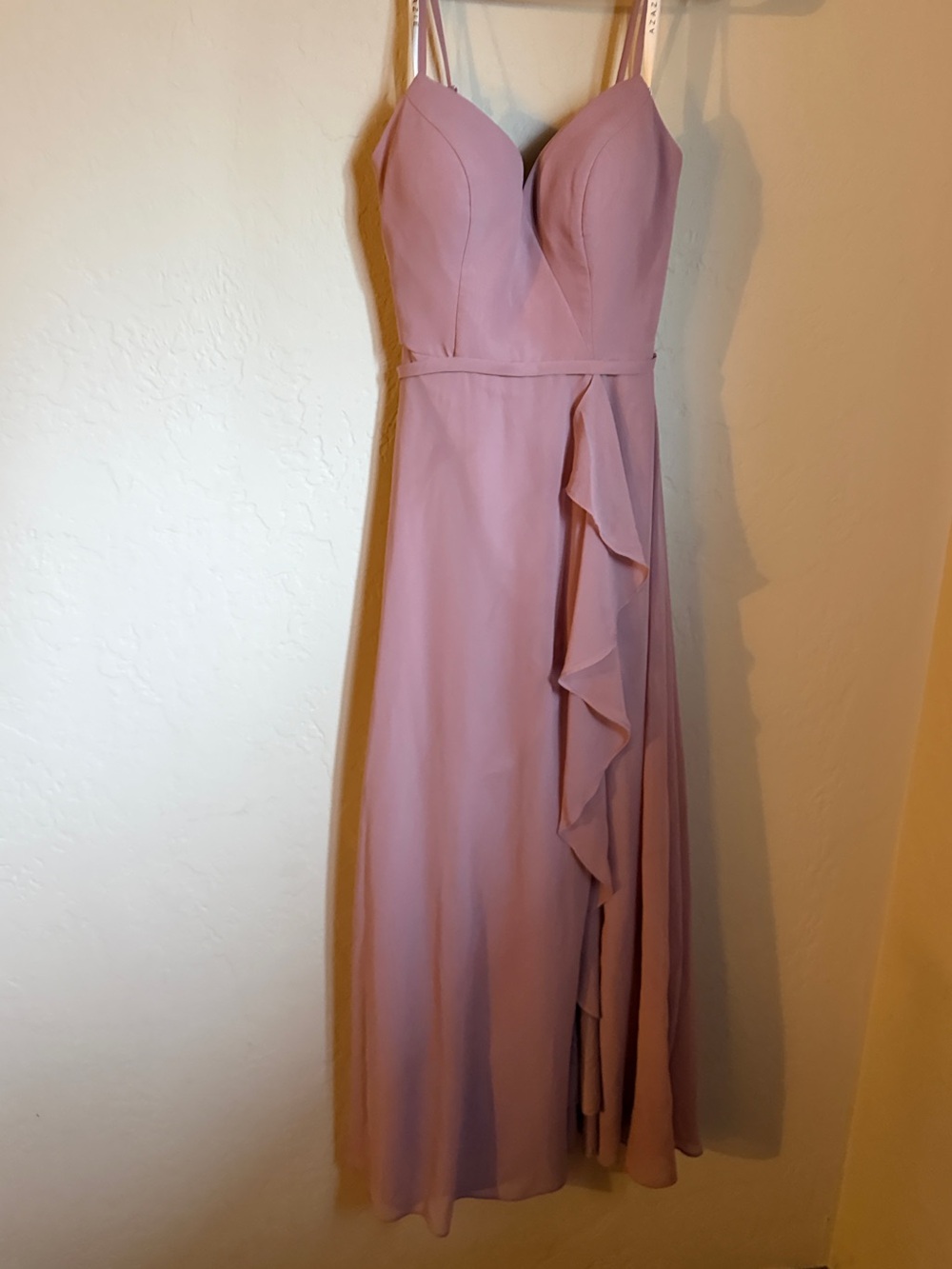 Azazie Dusty Rose Ruffle-Trim Maxi Dress